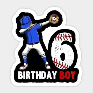 6 Year Old Birthday dabbing Baseball 6th Boy Sticker